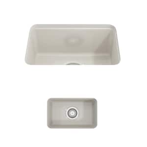 Sotto Drop-in/Undermount Fireclay 12 in. Single Bowl Kitchen Sink with Strainer in Biscuit