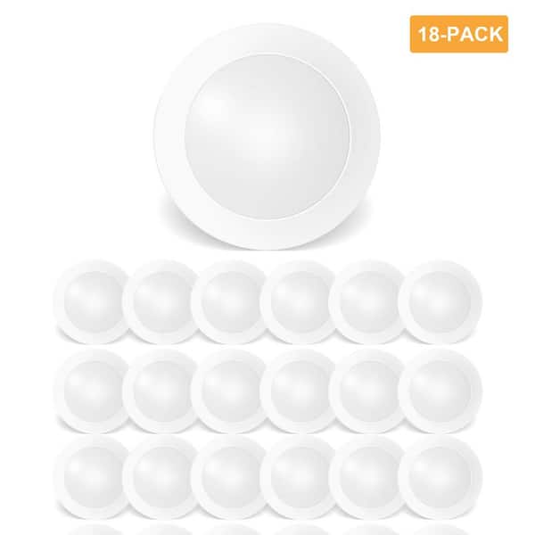 RUN BISON 7.5 in. 90 CRI 3000K Warm White Dimmable Integrated LED Flush Mount Ceiling Light Disk Light (18-Pack)
