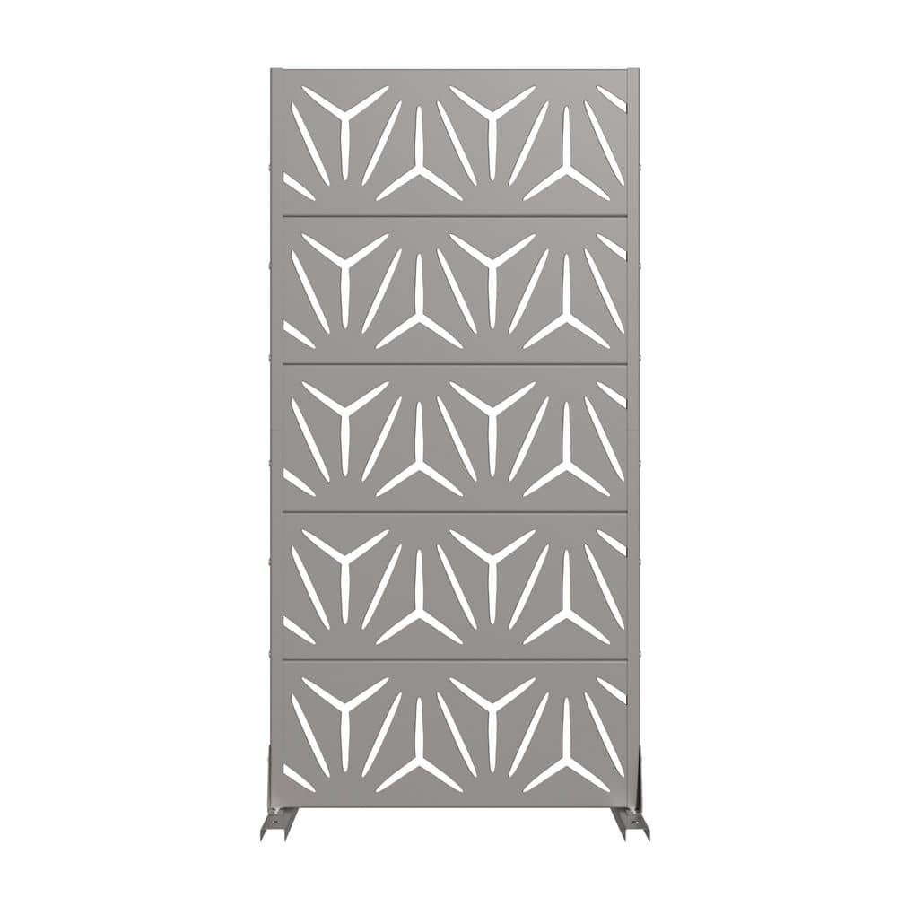 16 in. L x 59 in. H x 29.5 in. W Galvanized Metal Wall Sculptures Outdoor Privacy Screens Garden Fence in Grey price history on PriceWatchPro
