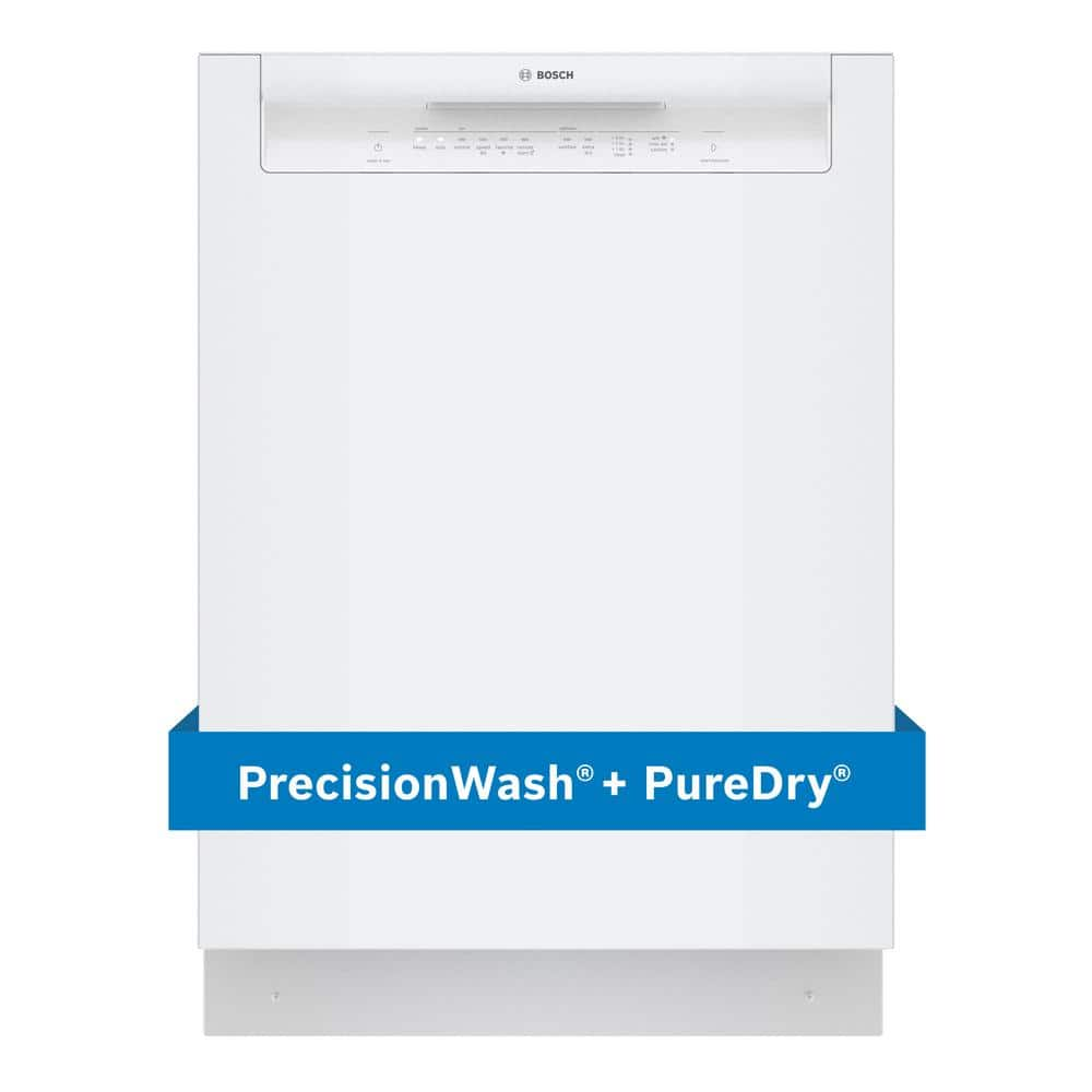 Bosch 100 Series 24 in. White Front Control Tall Tub Dishwasher with Hybrid Stainless Steel Tub, 50 dBA