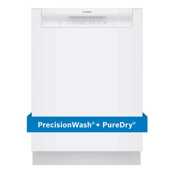 Bosch 100 Series 24 in. White Front Control Tall Tub Dishwasher with Hybrid Stainless Steel Tub, 50 dBA
