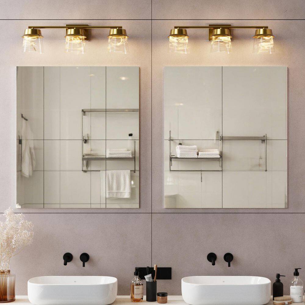 22.6 in. 3-Light Electroplating Brass Integrated LED Modern Indoor Applique Murale Bedroom Vanity Lights With 3-CCT price history on PriceWatchPro