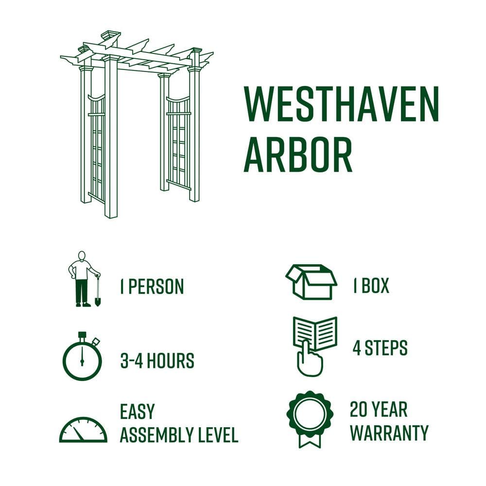 Westhaven Classic 57'' White Vinyl Garden Arbor