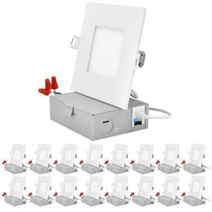 4 in. Ultra-Thin Square Canless 5 Color Temperature Options Dimmable Remodel Integrated LED Recessed Light Kit (16-Pack)