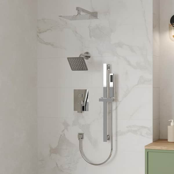 EVERSTEIN Single Handle 3-Spray Patterns 10 and 6 in. Dual Shower Faucet 2.5 GPM with Adjustable Heads and Handheld in Chorme
