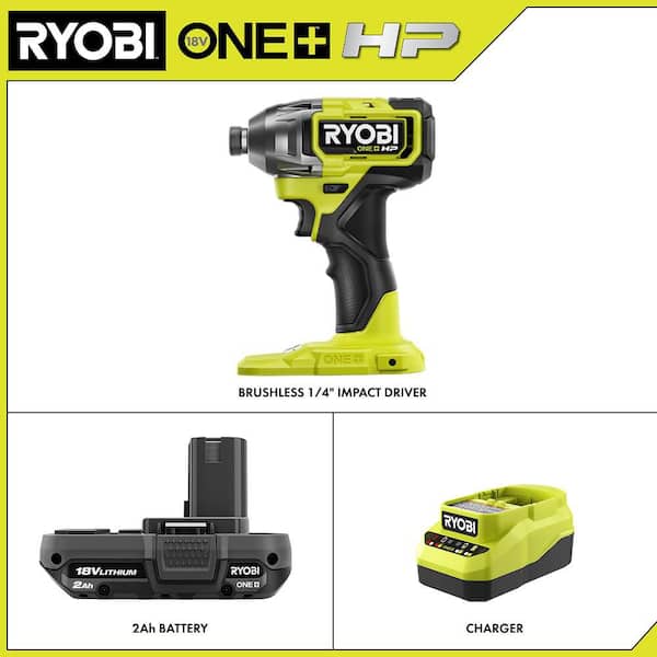 ONE+ HP 18V Brushless Cordless 1/4 in. Impact Driver with FREE 2.0 Ah Battery and Charger