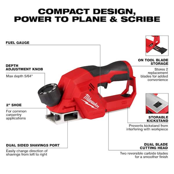 Milwaukee M1 2 12V Lithium Ion Brushless Cordless 2 in. Planer