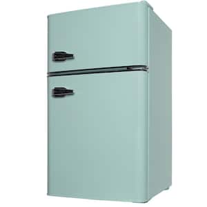 19.1 in. W 3.2 cu. ft. Retro Mini Refrigerator in Mint Green with Compact Freezer and 7 Temp Setting
