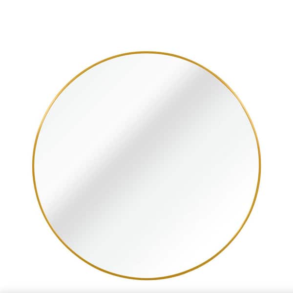 Seafuloy 39 in. W x 39 in. H Gold Round Mirror with Metal Frame Modern Bathroom Vanity Mirror