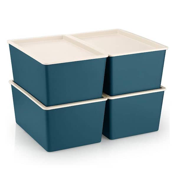 Purple 10.4 in. x 5 in. Plastic Decorative Box Set of 4 with Lid
