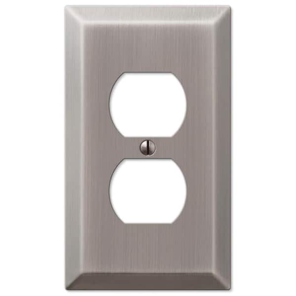 Metallic 1 Gang Duplex Outlet Steel Wall Plate - Antique Nickel