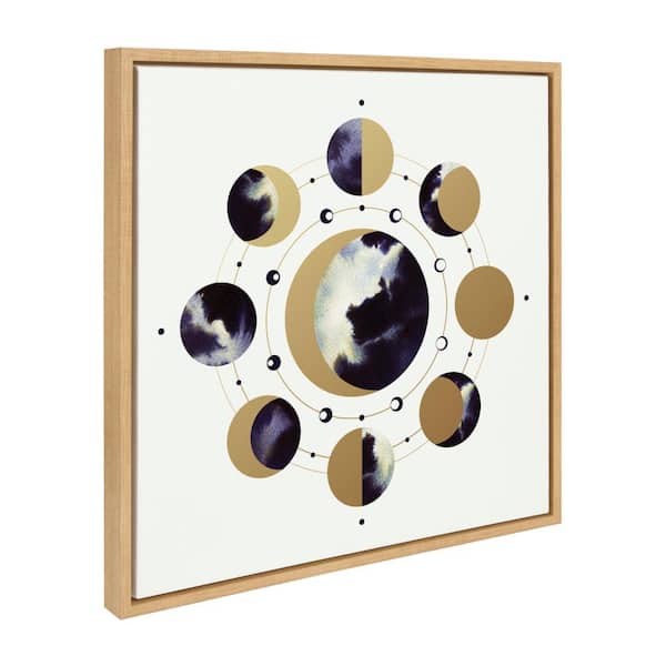 Kate and Laurel Sylvie Lunar Light Framed Canvas by Faryn Hughes Set of 1 Astronomy Art Print 22.00 in. x 22.00 in.