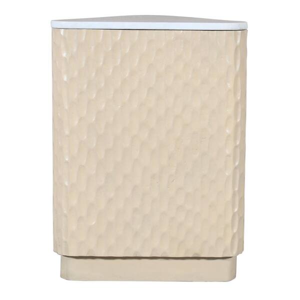 Unbranded Hugo 18 in. Light Birch Triangle Marble Accent Table