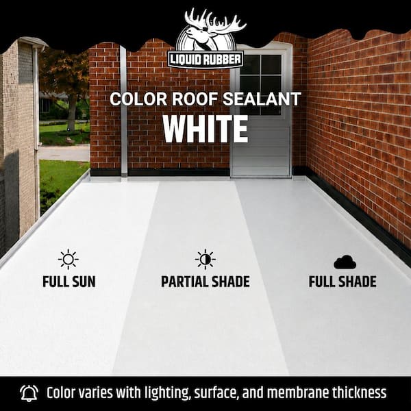 Liquid Rubber Color Roof Sealant- Elastomeric Roof Coating for Flat and Metal Roofs White 5 Gal. 640 oz.