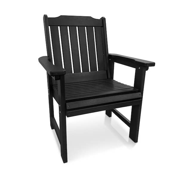27 in. HDPE Patio Dining Chair with Stainless Steel Hardware, Weather-Resistant, 600 lbs Weight Capacity, Black