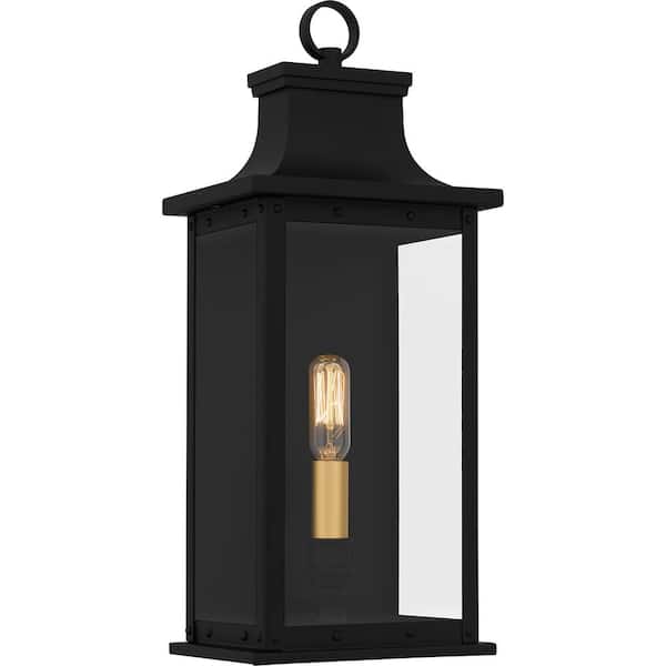 Quoizel Abernathy 15.5 in. Matte Black Outdoor Hardwired Wall Lantern Sconce
