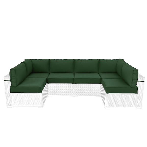 WNP 26 in. x 26 in. x 5 in. (14-Piece) Deep Seating Outdoor Lounge Chair Sectional Cushion Green