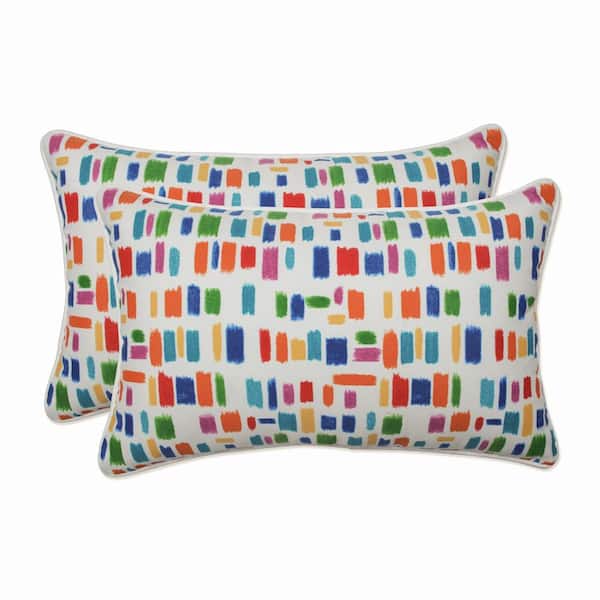 Pillow Perfect Blue Rectangular Outdoor Lumbar Throw Pillow 2-Pack