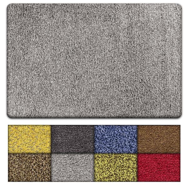 Kaluns Solid Front Doormat, Super Absorbent. 24 in X 36 in (Gray)