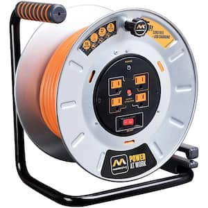 75 ft. 15 Amp 12 AWG Large Open Metal Reel with 4-Sockets