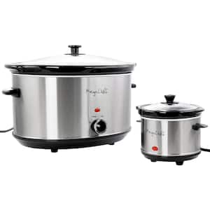West Bend 6 Qt. Oval Silver Manual Crockery Slow Cooker with Ceramic  Cooking Vessel and Glass Lid 87156 - The Home Depot