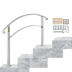 Handrails Fit 1 to 3 Steps Stair Railing White Wrought Iron Handrail Front Porch Hand Rail for Outdoor Steps