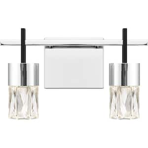 Adena 13 in. Polished Chrome LED Vanity Light Bar with Clear Crystal Glass