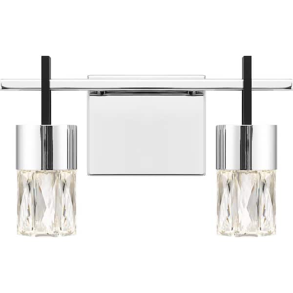 Quoizel Adena 13 in. Polished Chrome LED Vanity Light Bar with Clear Crystal Glass