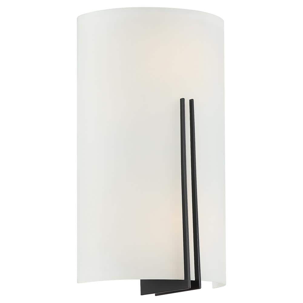 Curved White Shade Matte Black LED Wall Sconce