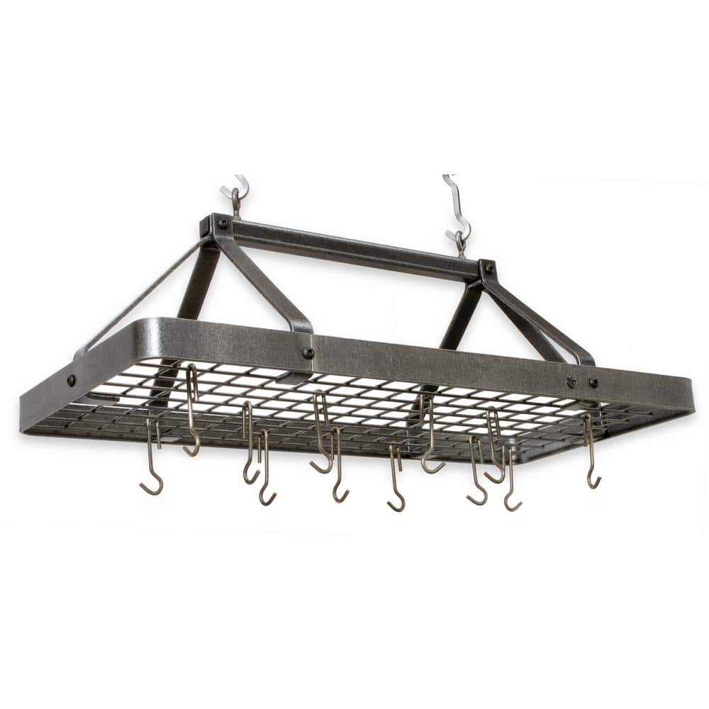 Wrought Iron Rectangle Hanging Pot Rack with 3 down lights 601-23