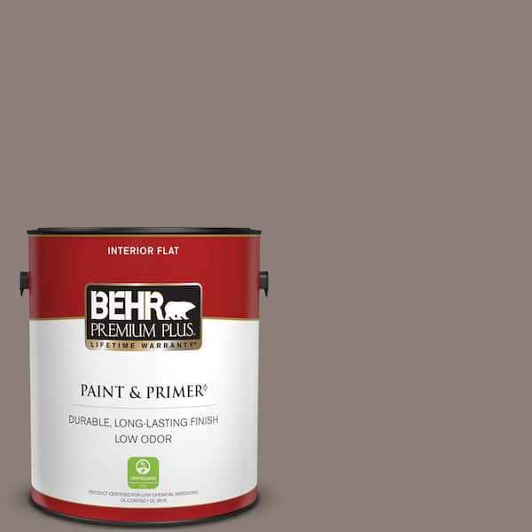 BEHR PREMIUM PLUS 1 gal. Home Decorators Collection #HDC-NT-27B Wild Truffle Flat Low Odor Interior Paint & Primer