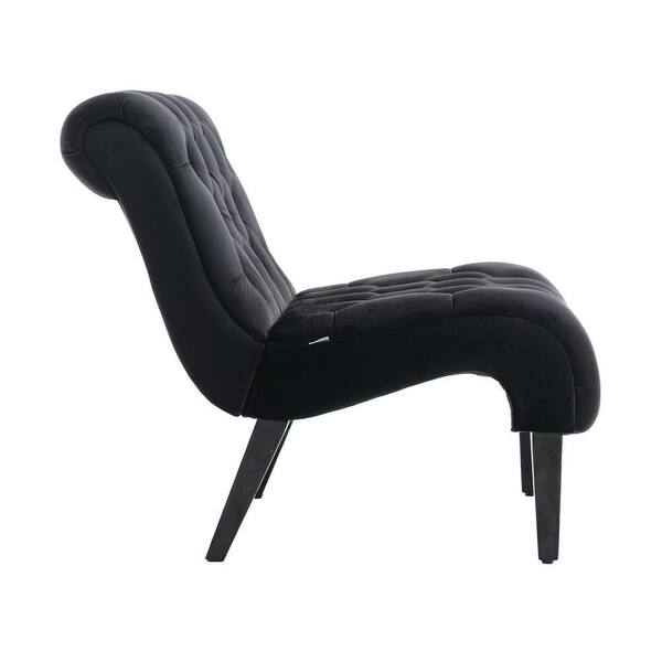 URTR Modern Black Accent Armless Chair, Upholstered Leisure Lounge