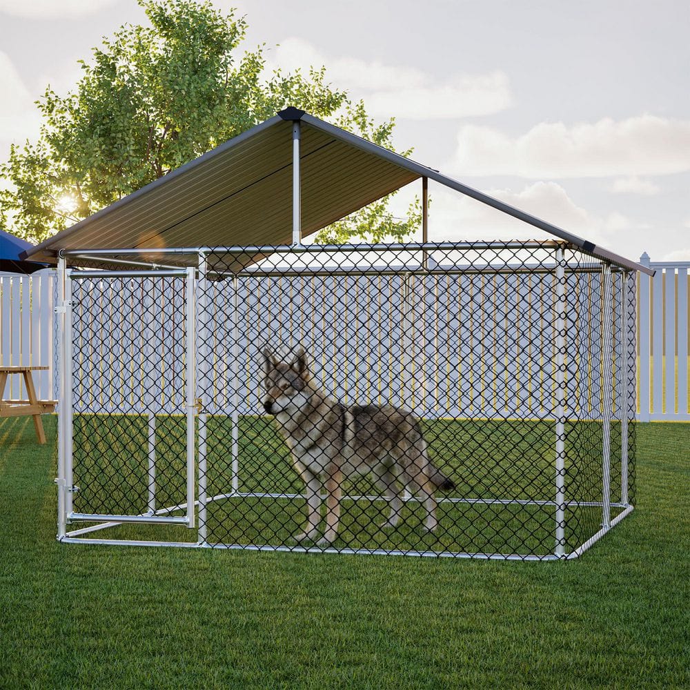 7.5 ft.W x 7.9 ft.D Metal Shed Outdoor Dog Kennel for Large Dog w
