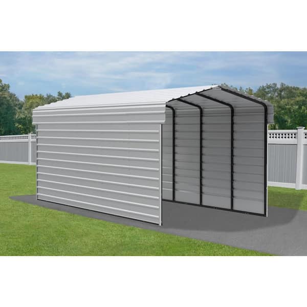 Arrow 10 ft. W x 24 ft. D x 9 ft. H Eggshell Galvanized Steel Carport with 2-Side Wall Kits