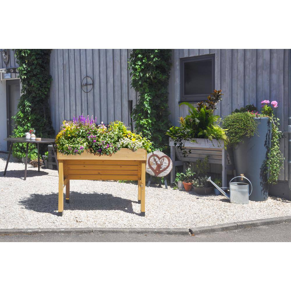 Natural Cedar Wood Raised Bed Planter with Drainage Hole