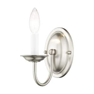 Home Basics 1 Light Brushed Nickel Wall Sconce