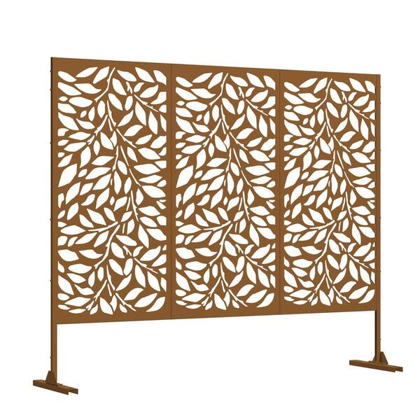 PexFix 75 x 48 in. Brown Metal Free Standing Outdoor Privacy Screen ...