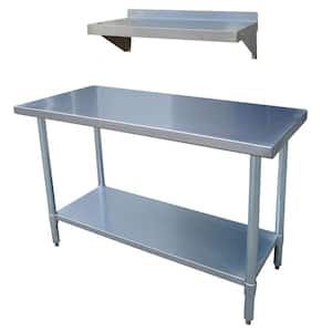 48 in. Stainless Steel Kitchen Prep Table with Casters and Shelf