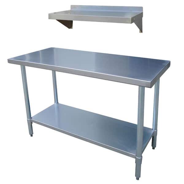Sportsman 48 in. Stainless Steel Kitchen Prep Table with Casters and Shelf
