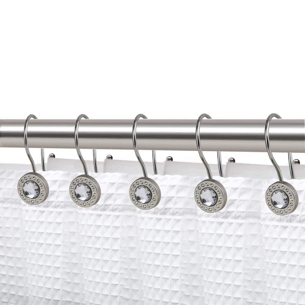 Double shower hooks - one for liner and one for curtain so you can take one  down instead of both! eclectic…