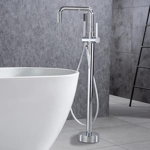 1-Handle Freestanding Tub Faucet with Hand Shower in Chrome