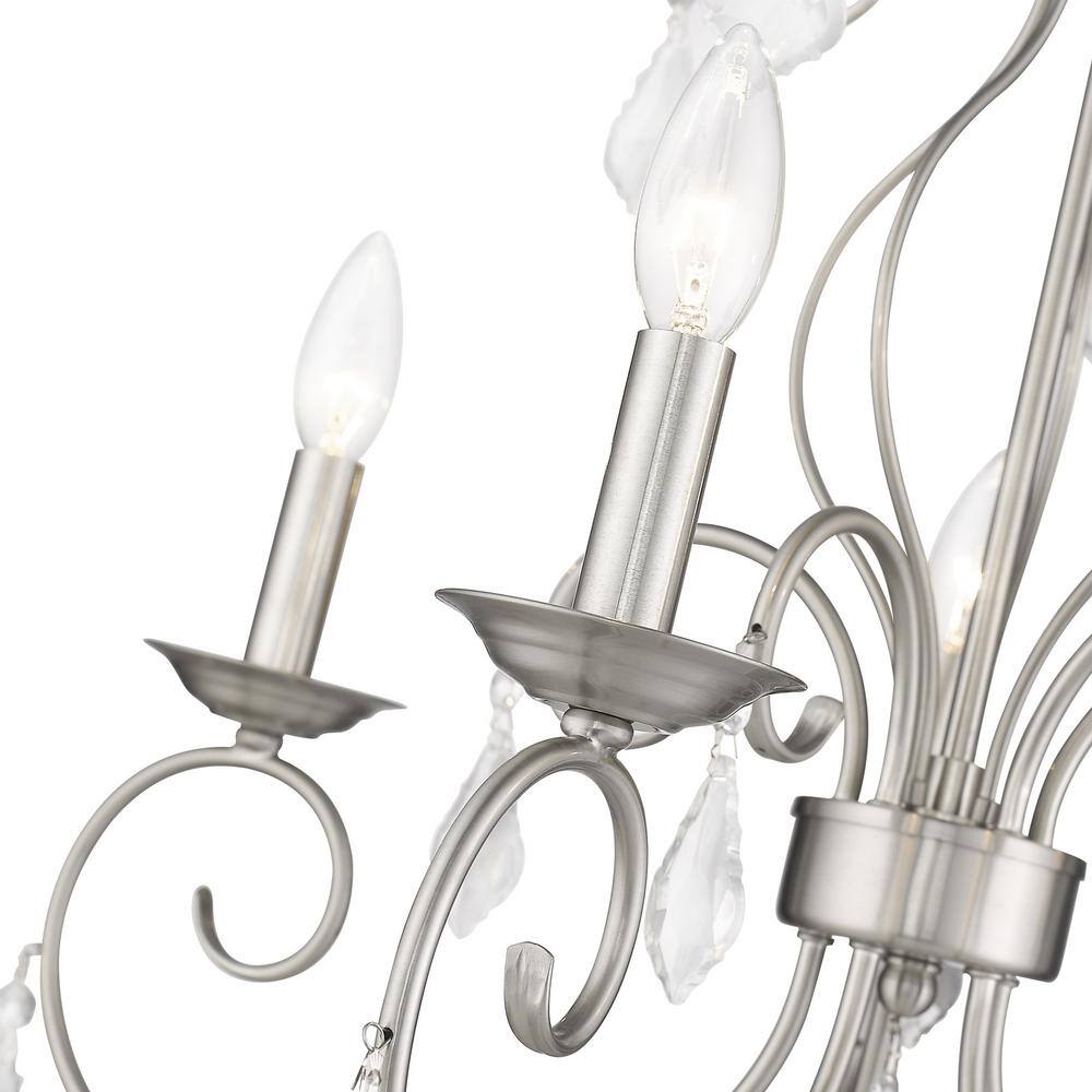 Mini Elegance 5-Light Brushed Nickel Chandelier with Clear Crystal Drops