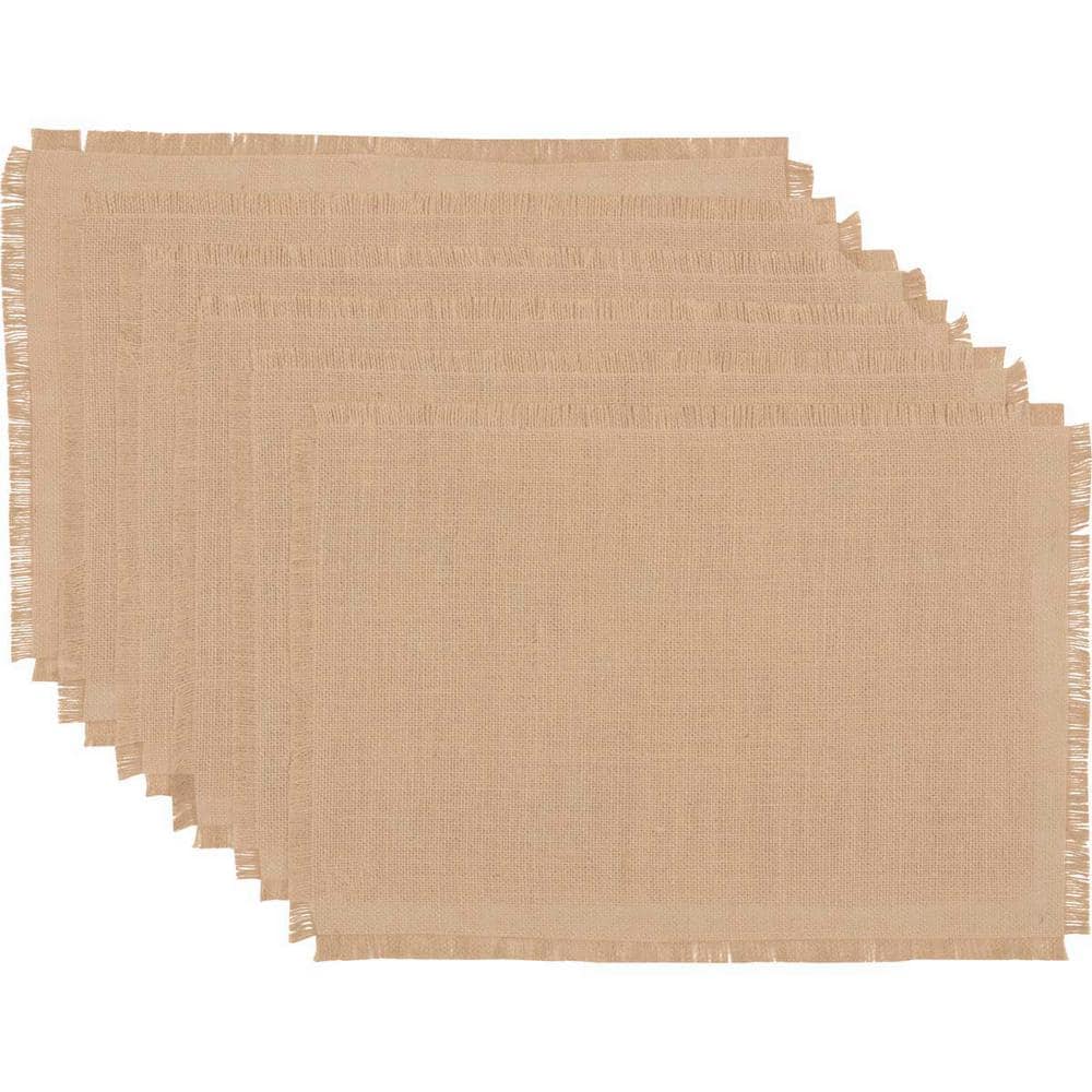 Natural Tan Jute Burlap Rectangular Placemats Set of 6