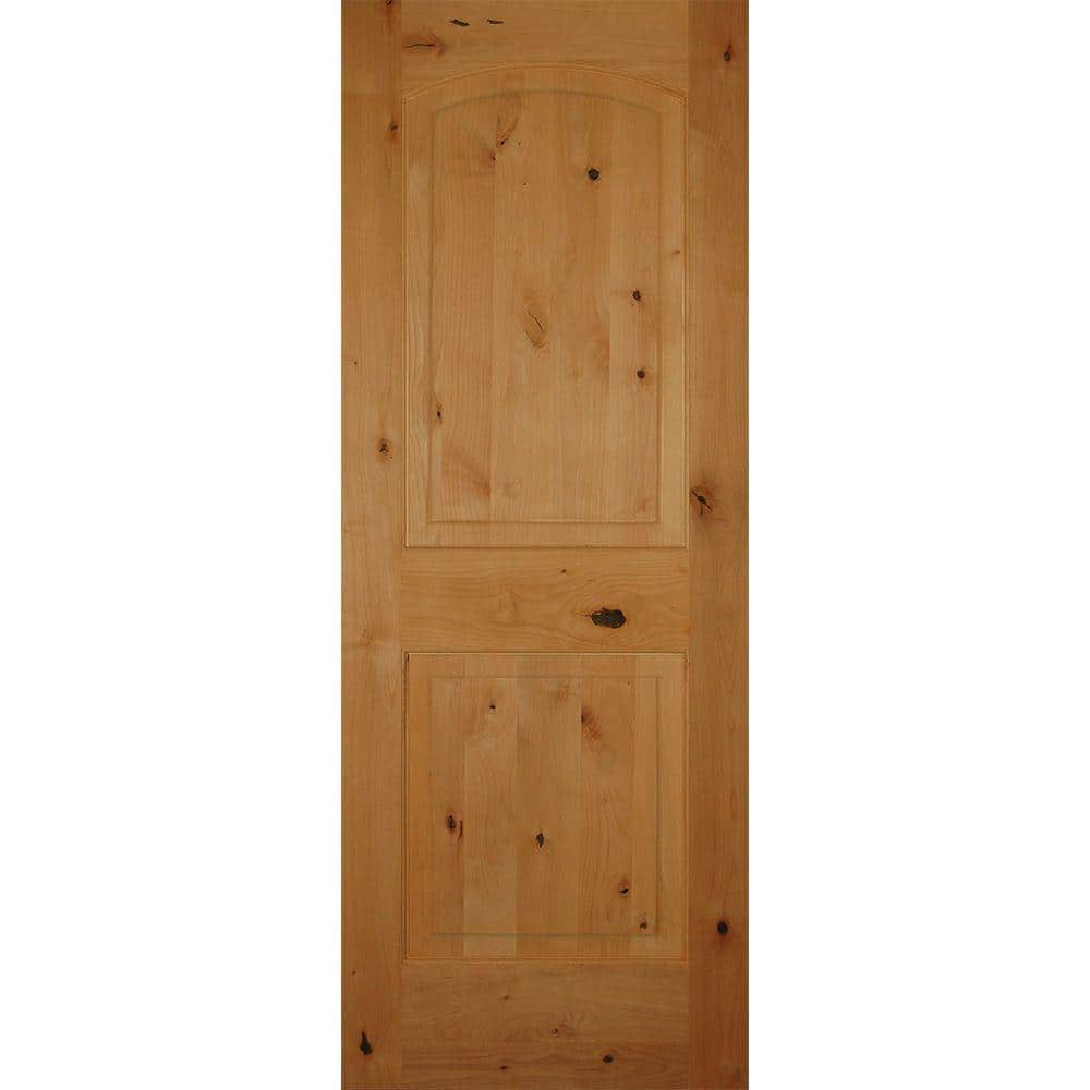 Builders Choice 30 In X 80 In Right Handed 2 Panel Arch Top Unfinished Solid Core Knotty Alder Single Prehung Interior Door Hdka2a26r The Home Depot