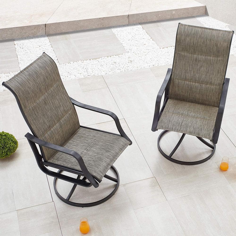 Set of 2 Dark Grey Steel Swivel Dining Armchairs