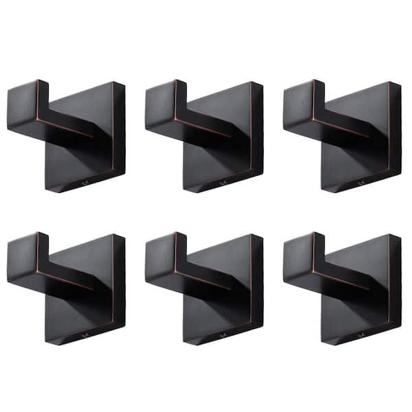 AVITAS Stainless Steel Wall-Mounted J-Hook Bathroom Robe/Towel Hook in Oil Rubbed Bronze (6-Pack)