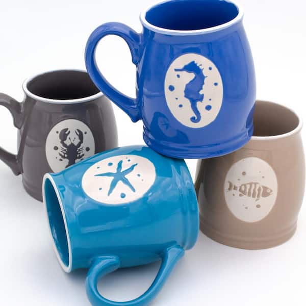 Paperproducts Design Set of 4 Colorful Belize Porcelain Coffee Mugs with  Gift Box - 14 ounces