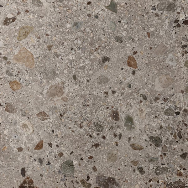 Luxe Terrazzo Fossil Gray 47.16 in. x 47.16 in. Terrazzo Look Matte Porcelain Floor and Wall Tile (30.98 sq. ft. / Case)