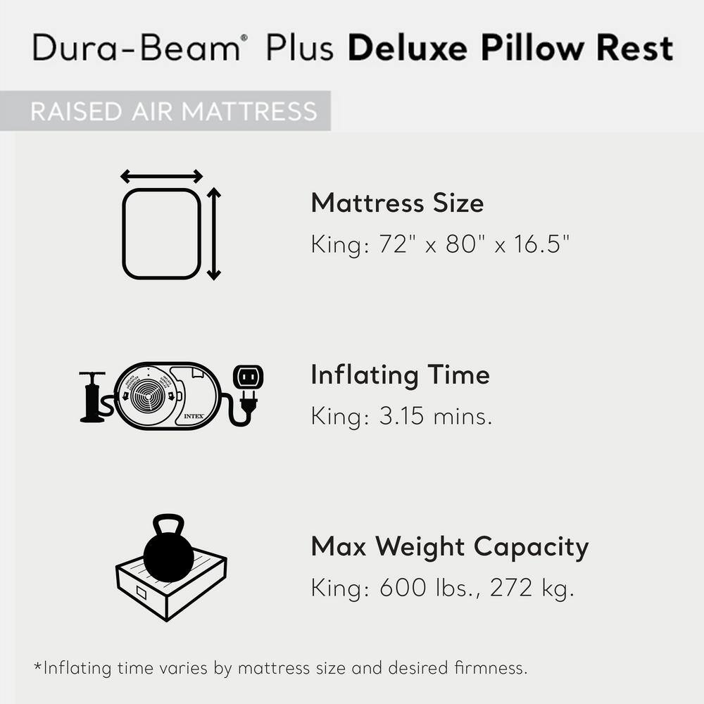 King Size Gray and Black Raised Air Mattress with Built-In Pump