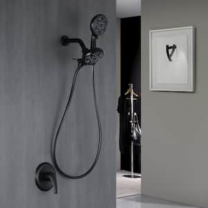 7-Spray 4.72 in. Dual Shower Head Fix and Handheld Shower Head Combo Wall Mount 1.8 GPM in Matte Black
